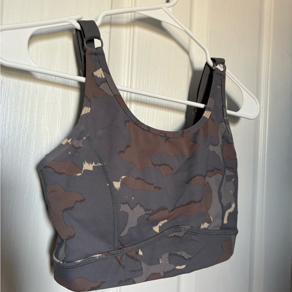 Mono B Camo Sports Bra - Gray and Brown